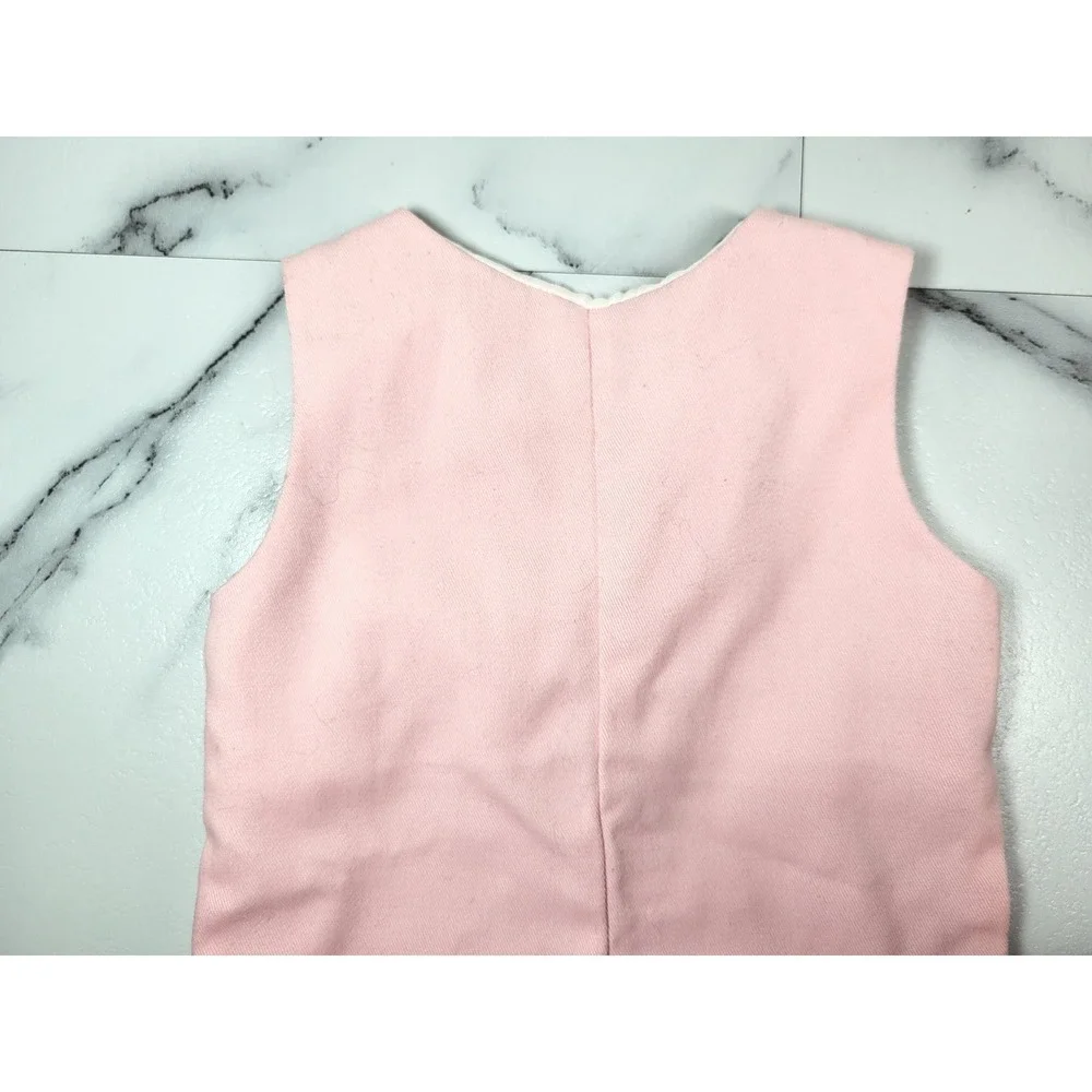 by Thomas Vintage Pink Romper White Eyelet Floral Butterfly Lace  3-6 Months USA
